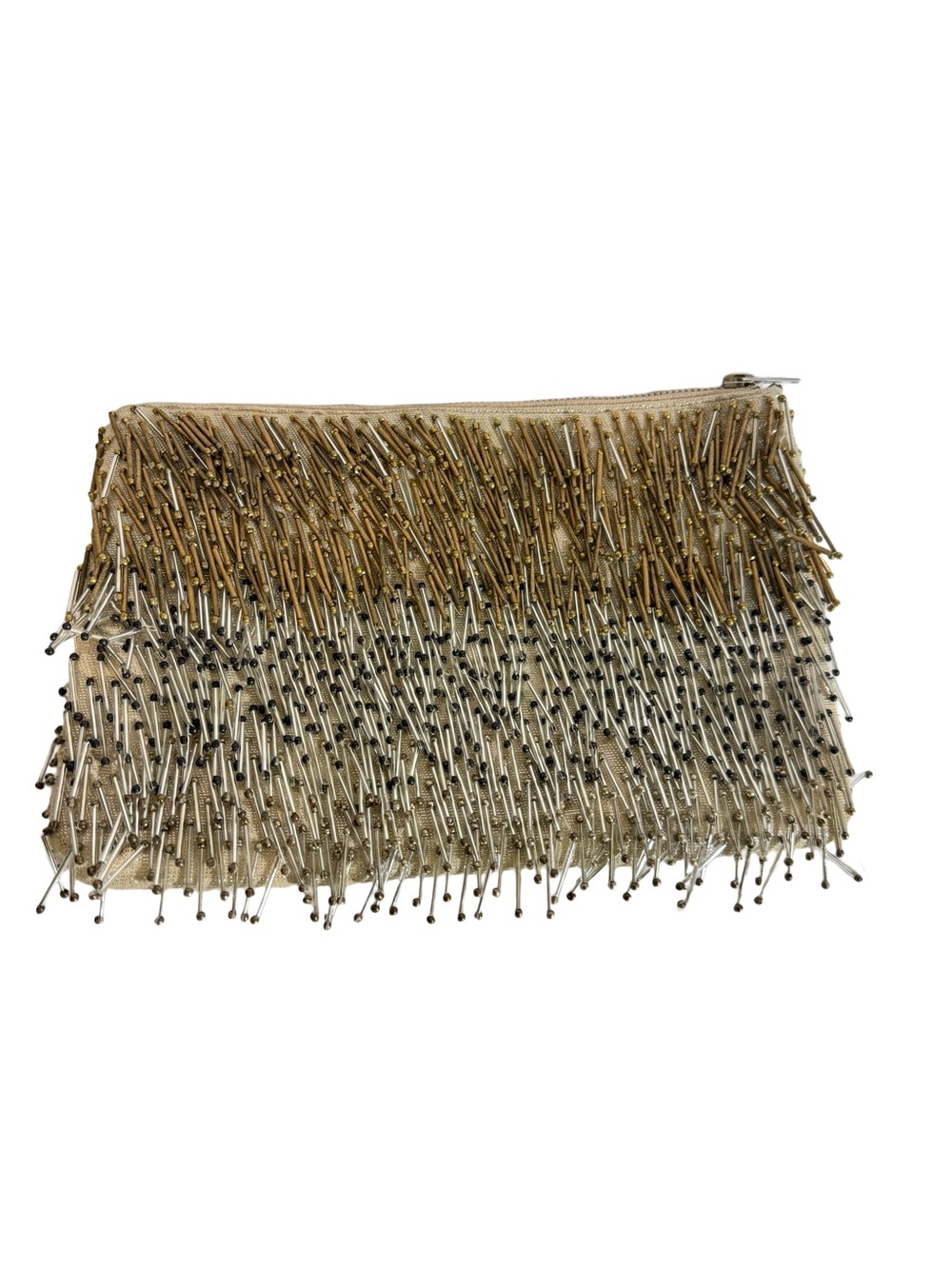Miss Albright Gold and Silver Beaded Fringe Clutch